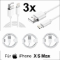 Preview: 3x iPhone XS Max Lightning auf USB Kabel 1m Ladekabel